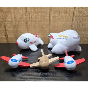 Aviation Toy Lot Emirates & Austrian Airlines Plush Turkish Airlines Wooden